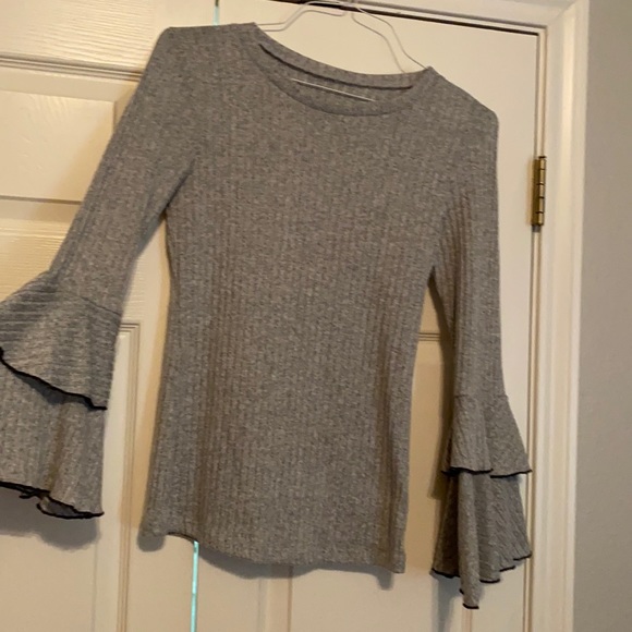 Bell Sleeve Grey Sweater - Picture 1 of 2